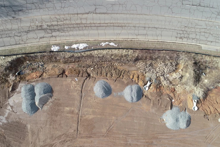 Aerial Image of stockpiles and site conditions. 